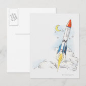 Carte Postale Illustration du décollage d'une fusée (Devant / Derrière)