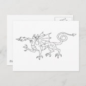 Carte Postale Illustration du dragon à respiration par le feu (Devant / Derrière)
