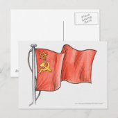 Carte Postale Illustration du drapeau soviétique (Devant / Derrière)