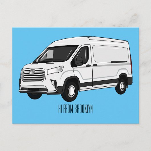 Carte Postale Illustration du fourgon de livraison (Devant)