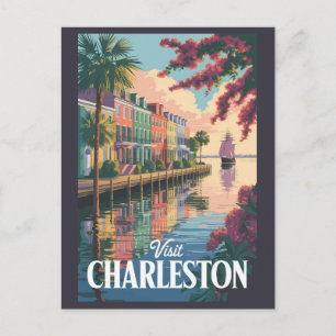 Carte Postale Illustration du front de mer de Charleston Carolin