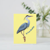 Carte Postale Illustration du grand héron bleu (Debout devant)