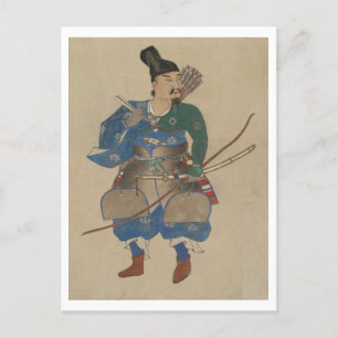 Carte Postale Illustration du guerrier d'Archer japonais Vintage