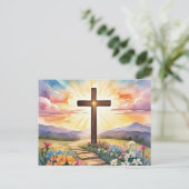 Carte Postale Illustration du lever du soleil de Pâques (Debout devant)