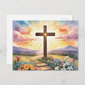 Carte Postale Illustration du lever du soleil de Pâques (Devant / Derrière)