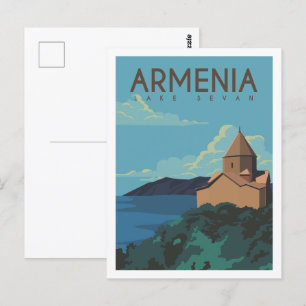 Carte Postale Illustration du lieu de voyage du lac Sevan Arméni