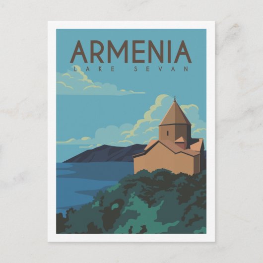 Carte Postale Illustration du lieu de voyage du lac Sevan Arméni (Devant)