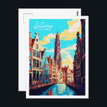 Carte Postale Illustration du lieu de voyage vintage d'Anvers Be<br><div class="desc">Illustration du lieu de voyage vintage d'Anvers Belgique</div>