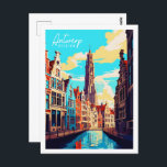Carte Postale Illustration du lieu de voyage vintage d'Anvers Be<br><div class="desc">Illustration du lieu de voyage vintage d'Anvers Belgique</div>