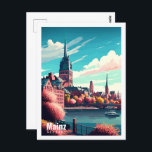 Carte Postale Illustration du lieu de voyage vintage de Mayence<br><div class="desc">Illustration du lieu de voyage vintage de Mayence Allemagne</div>
