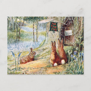 Carte Postale Illustration du livre pour enfants de lapin vintag
