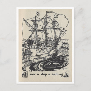 Carte Postale Illustration du livre vintage "I Saw a Ship a Sail