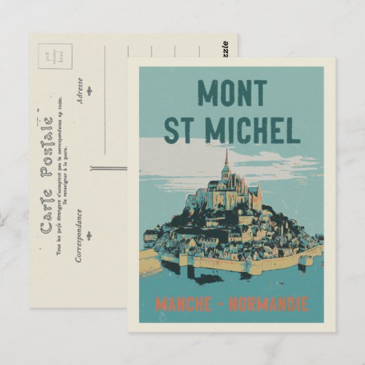 Carte Postale Illustration du Mont Saint Michel France (Devant / Derrière)