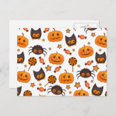 Carte Postale Illustration du Motif d'Halloween mignon (Devant / Derrière)
