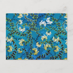 Carte Postale Illustration du motif Floral bleu vintage