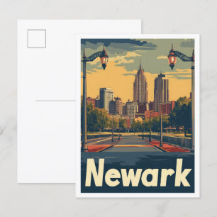 Carte Postale Illustration du Newark New Jersey Art Vintage voya