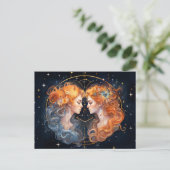 Carte Postale Illustration du panneau zodiaque Gemini (Debout devant)