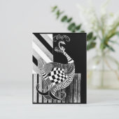 Carte Postale Illustration du paon d'échecs et de bow NIGHT (Debout devant)