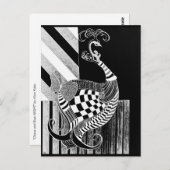 Carte Postale Illustration du paon d'échecs et de bow NIGHT (Devant / Derrière)