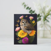 Carte Postale Illustration du papillon floral jaune-hibou (Debout devant)