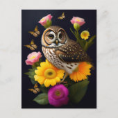 Carte Postale Illustration du papillon floral jaune-hibou (Devant)