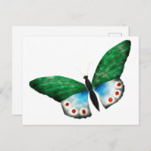 Carte Postale Illustration du papillon vert bleu vintage (Devant / Derrière)