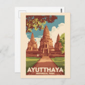 Carte Postale Illustration du parc historique d'Ayutthaya, art d (Devant / Derrière)