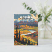 Carte Postale Illustration du parc national de Denali retro (Debout devant)
