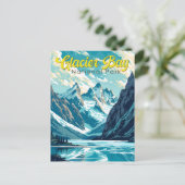 Carte Postale Illustration du parc national de Glacier Bay Retro (Debout devant)