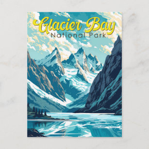 Carte Postale Illustration du parc national de Glacier Bay Retro