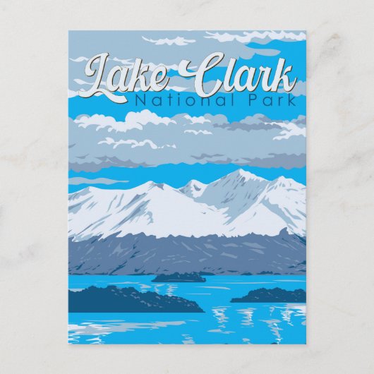 Carte Postale Illustration du parc national du lac Clark Art voy (Devant)