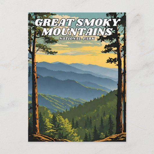Carte Postale Illustration du parc national Great Smoky Mountain (Devant)