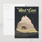 Carte Postale Illustration du parc national Wind Cave Travel Art (Devant / Derrière)