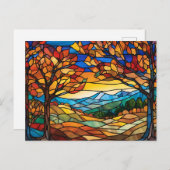 Carte Postale Illustration du paysage d'automne (Devant / Derrière)
