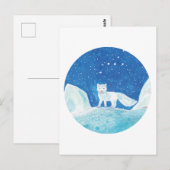 Carte Postale Illustration du Petit Renard arctique (Vulpes lago (Devant / Derrière)