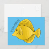 Carte Postale Illustration du poisson-tang jaune (Devant / Derrière)