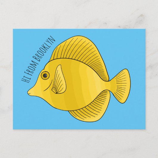 Carte Postale Illustration du poisson-tang jaune (Devant)