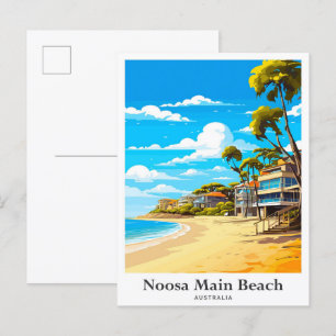 Carte Postale Illustration du portrait de voyage de Noosa Beach 