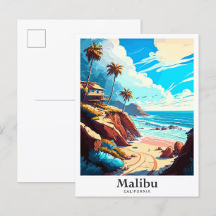 Carte Postale Illustration du portrait touristique de Malibu Cal