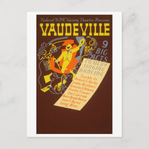 Carte Postale Illustration du poster vintage Vaudeville