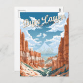 Carte Postale Illustration du sentier du parc national de Bryce  (Devant / Derrière)
