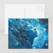 Carte Postale Illustration du signe zodiaque Aquarius (Devant / Derrière)