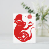CARTE POSTALE ILLUSTRATION DU SINGE DE PAPERCUT CHINOIS ZODIAC (Debout devant)