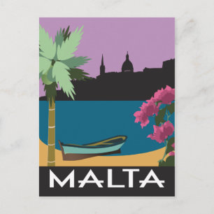 Carte Postale Illustration du style de voyage vintage maltais