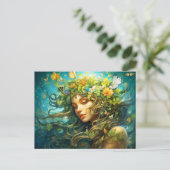 Carte Postale Illustration du symbole Zodiaque de la Vierge (Debout devant)