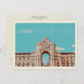 Carte Postale Illustration du Terreiro do Paço à Lisbonne, Portu (Devant / Derrière)