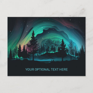 Carte Postale Illustration du texte personnalisé Aurora Borealis