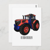 Carte Postale Illustration du tracteur (Devant / Derrière)