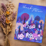 Carte Postale Illustration du village de Merci Cute Country<br><div class="desc">Customisez ce carte de remerciements sucré avec de l'art artisanal. Cliquez sur "Personnaliser" ci-dessus pour modifier le texte. Cliquez ensuite sur "modifier à l'aide de l'outil de conception" pour ajuster les polices, les couleurs et les placements. Consultez ma boutique pour en savoir plus ou faites-moi savoir si vous voulez quelque...</div>