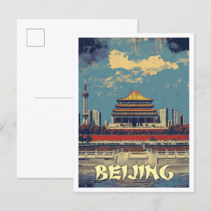 Carte Postale Illustration du Vintage voyage artistique chinois